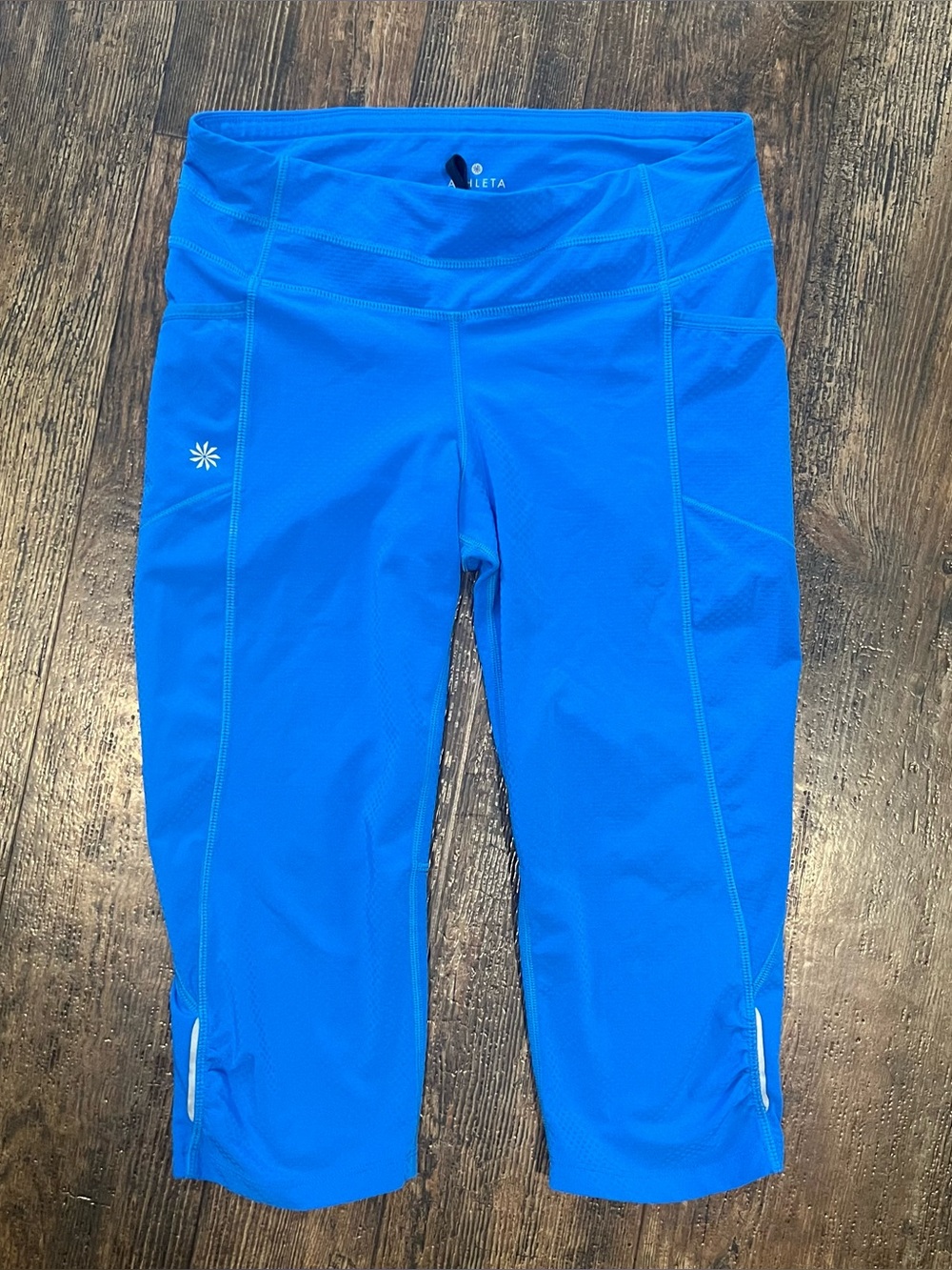 Athleta Womens Be Free Knicker Running Capri Pants Leggings Blue Sz S Gym Yoga
